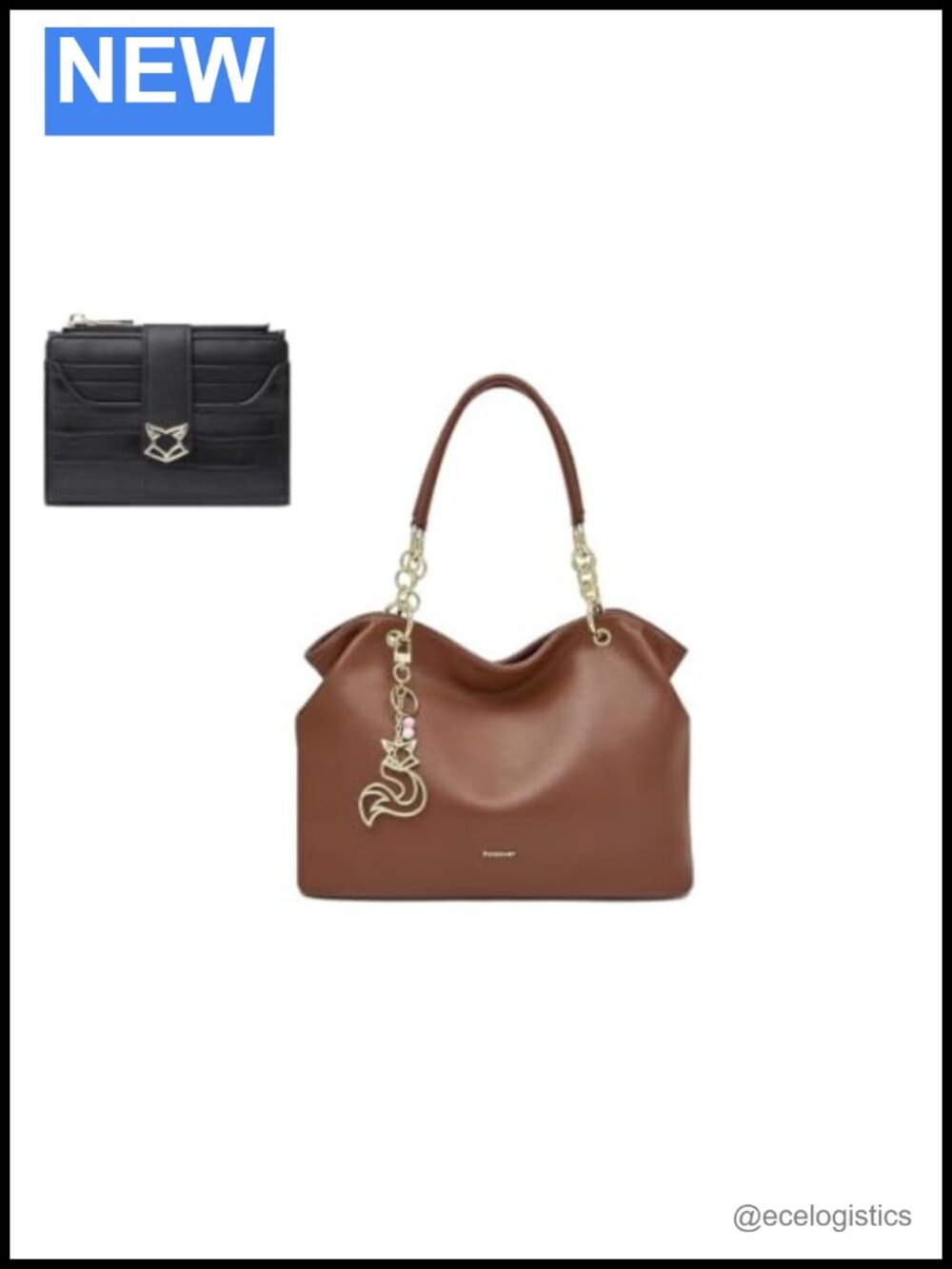 Genuine Leather Tote Bag with Matching Wallet, Women's Large Handbag Set